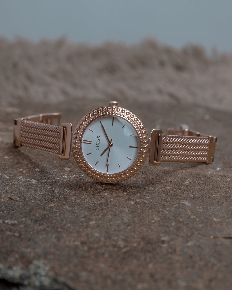 Guess Monroe Silver Dial Rose Gold Steel Strap Watch For Women - W1152L3 Buy Now By Guess