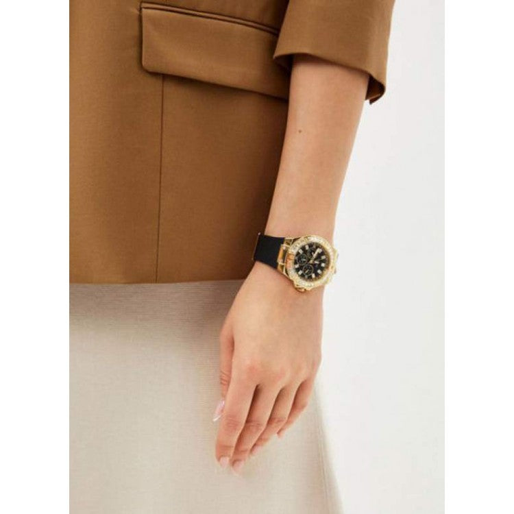Shop Guess Venus Diamonds Black Dial Black Rubber Strap Watch for Women - GW0118L1 in USA