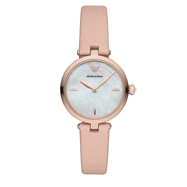 Shop Emporio Armani Arianna Mother of Pearl Dial Pink Leather Strap Watch For Women - AR11199 in USA