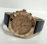 Shop Marc Jacobs Blade Chronograph Rose Gold Dial Black Leather Strap Watch for Women - MBM1188 in USA