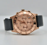 Shop Marc Jacobs Blade Chronograph Rose Gold Dial Black Leather Strap Watch for Women - MBM1188 in USA