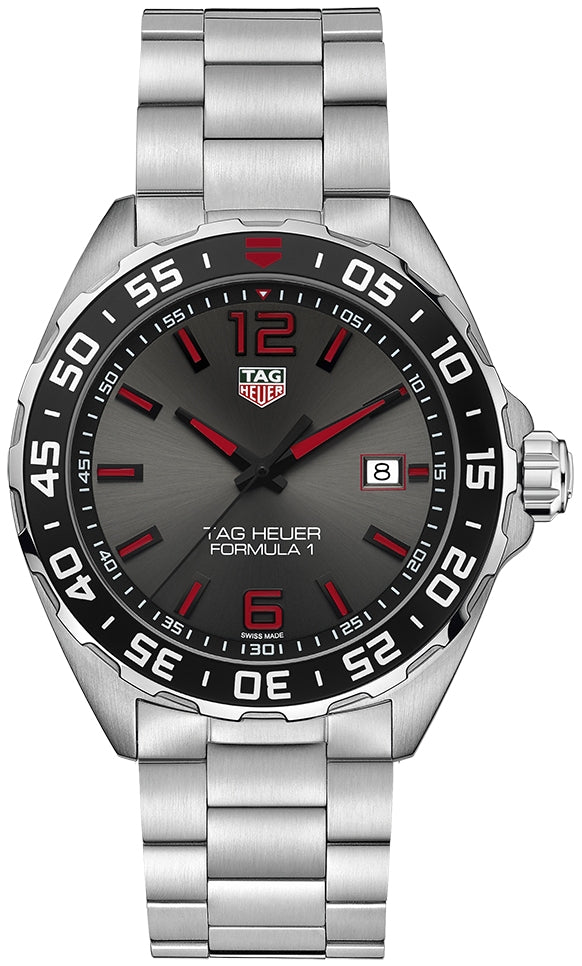 Shop Tag Heuer Formula 1 Quartz Anthracite Dial Silver Steel Strap Watch for Men - WAZ1018.BA0842 in USA