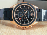 Emporio Armani Sigma Chronograph Black Dial Black SIlicon Strap Watch For Men - AR6066