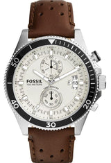 Fossil Wakefield Chronograph White Dial Brown Leather Strap Watch for Men - CH2943 Buy Now By Fossil
