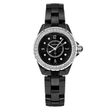 Chanel J12 Diamonds Ceramic Black Dial Black Steel Strap Watch for Women - J12 H2571