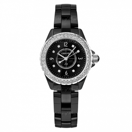 Chanel J12 Diamonds Ceramic Black Dial Black Steel Strap Watch for Women - J12 H2571