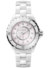 Chanel J12 Quartz Diamonds Pink Dial White Steel Strap Watch for Women - J12 H5513