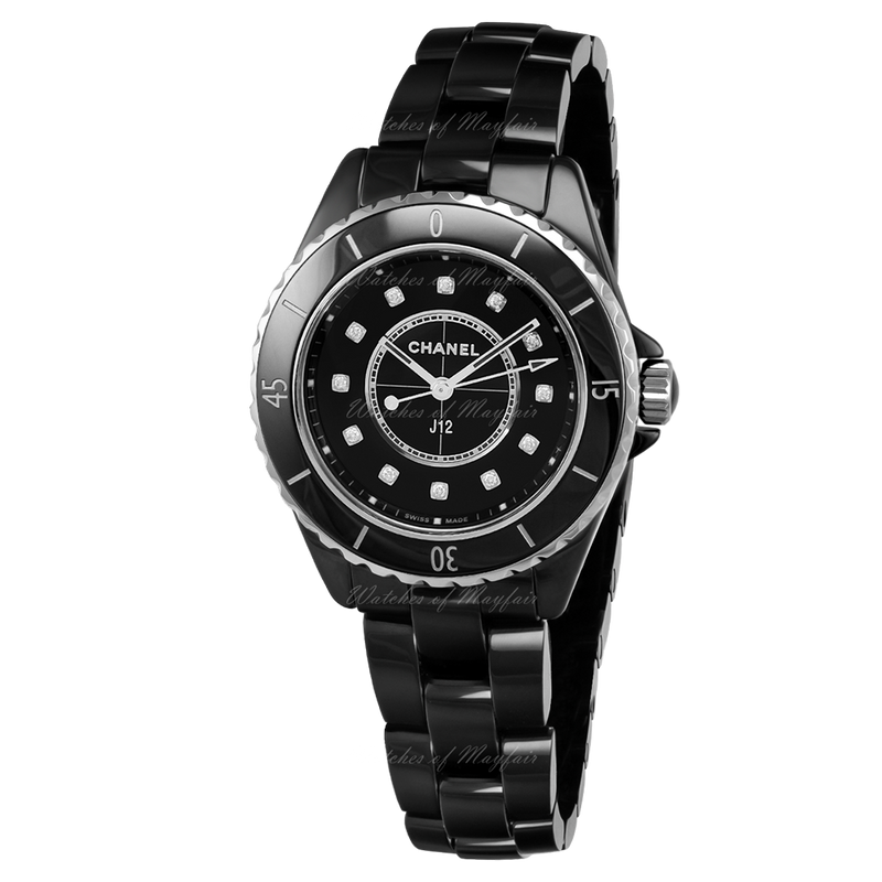 Chanel J12 Quartz Diamonds Black Dial Black Steel Strap Watch for Women - J12 H5701 Buy Now By Chanel