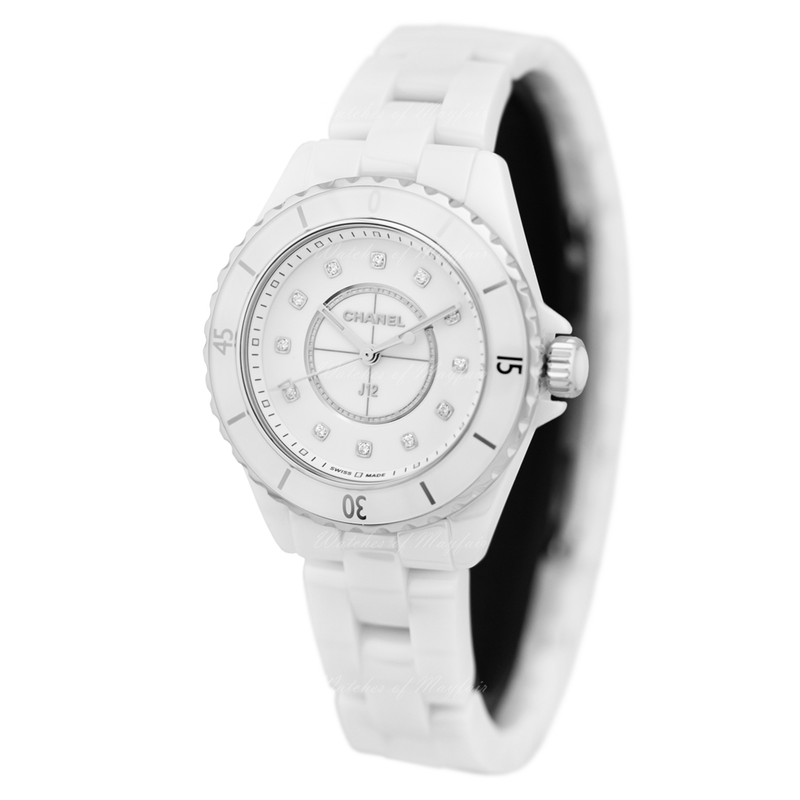 Chanel J12 Quartz Diamonds White Dial White Steel Strap Watch for Women - J12 H5703