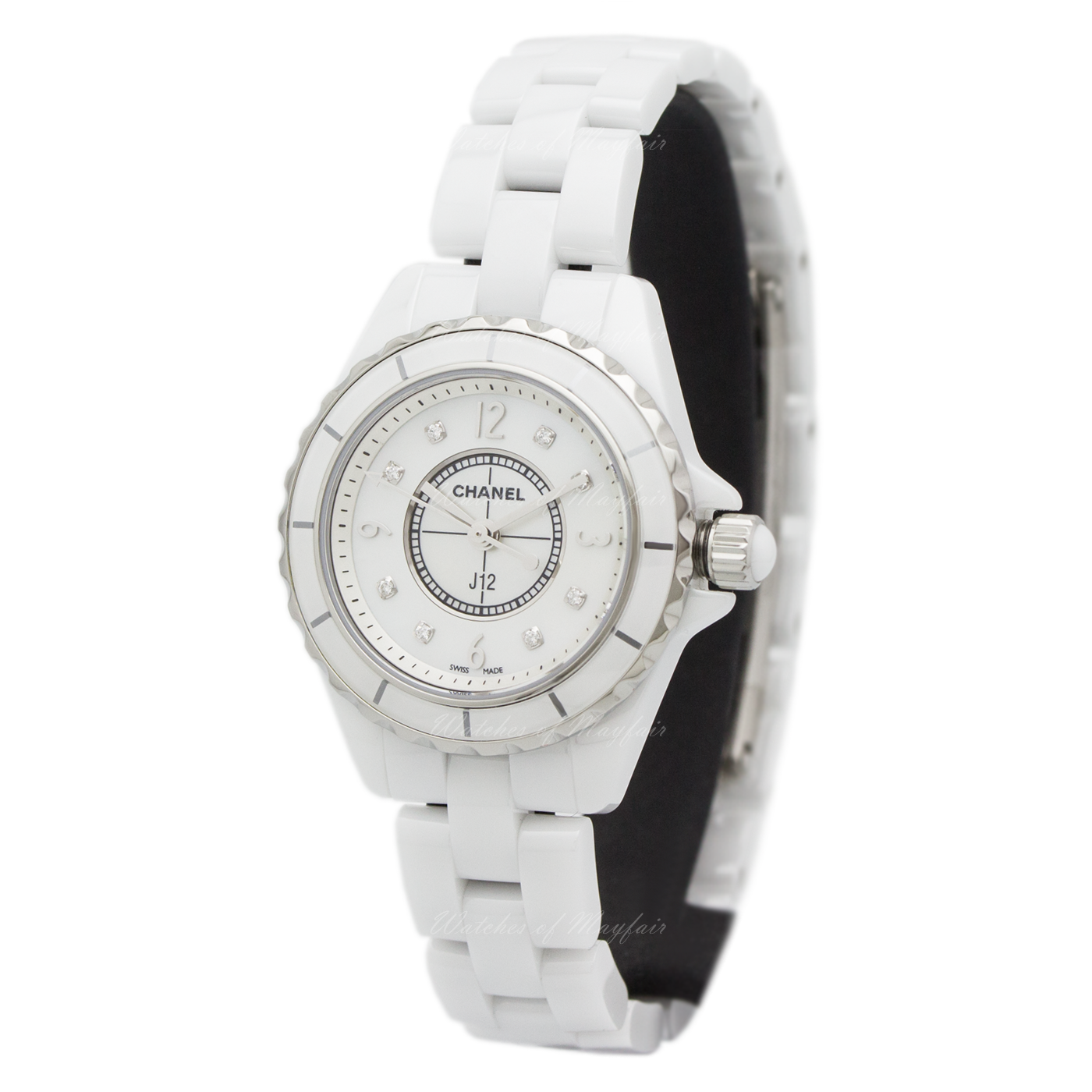 Chanel J12 Diamonds Quartz Mother of Pearl White Dial White Steel Strap Watch for Women - J12 H2570