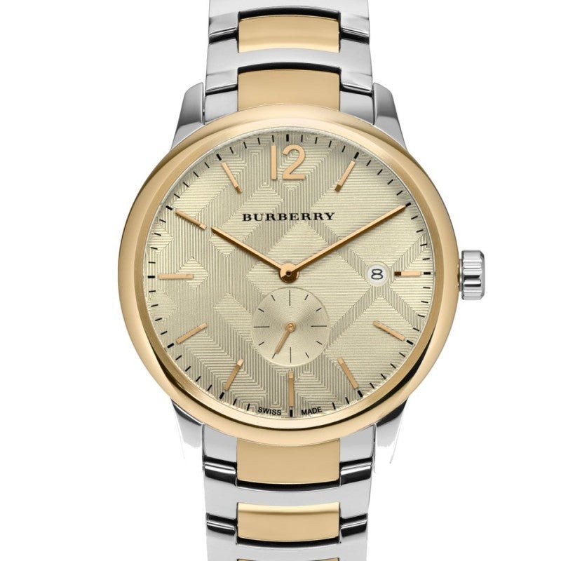 Shop Burberry The Classic Gold Dial Two Tone Steel Strap Watch for Men - BU10011 in USA