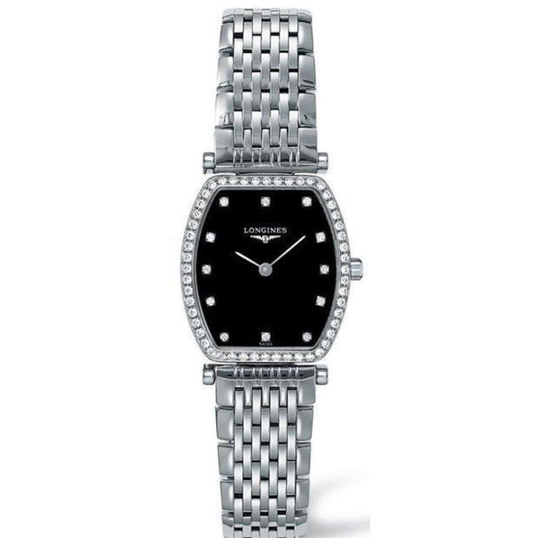 Shop Longines La Grande Classique de Longines Black Dial Silver Mesh Bracelet Watch for Women - L4.288.0.58.6 in USA
