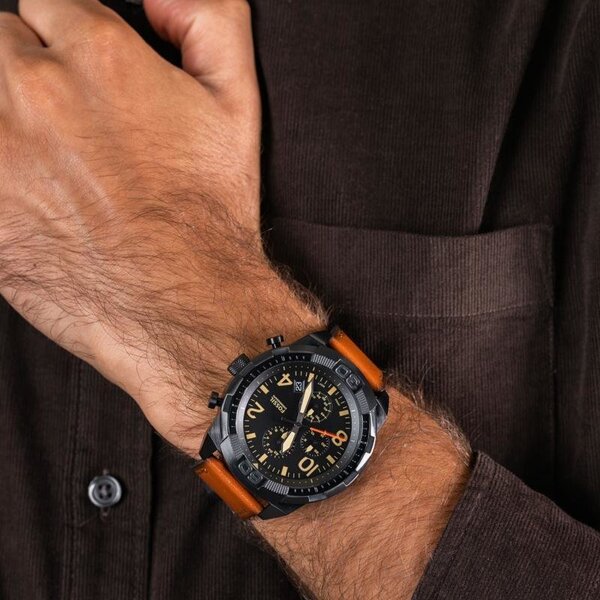 Fossil Bronson Black Dial Brown Leather Strap Watch for Men - FS5714 Buy Now By Fossil