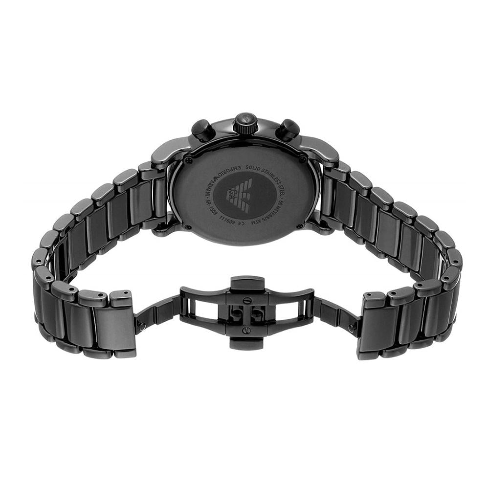 Emporio Armani Luigi Ceramic Chronograph Black Dial Black Strap Watch For Men - AR1509