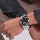 Guess Duke Glitz Black Dial Silver Steel Strap Watch For Men - GW0576G1 Buy Now By Guess