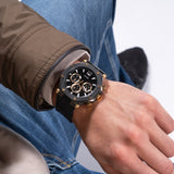Guess Edge Chronograph Black Dial Black Leather Strap Watch For Men - GW0492G1 Buy Now By Guess