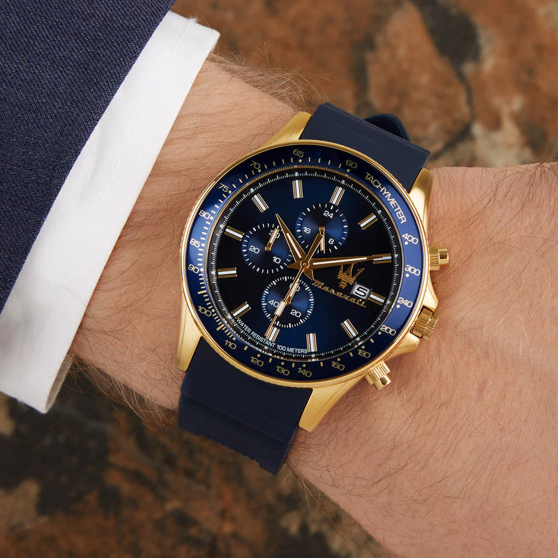 Maserati SFIDA Chronograph Blue Dial Blue Rubber Strap Watch For Men - R8871640004 Buy Now By Maserati