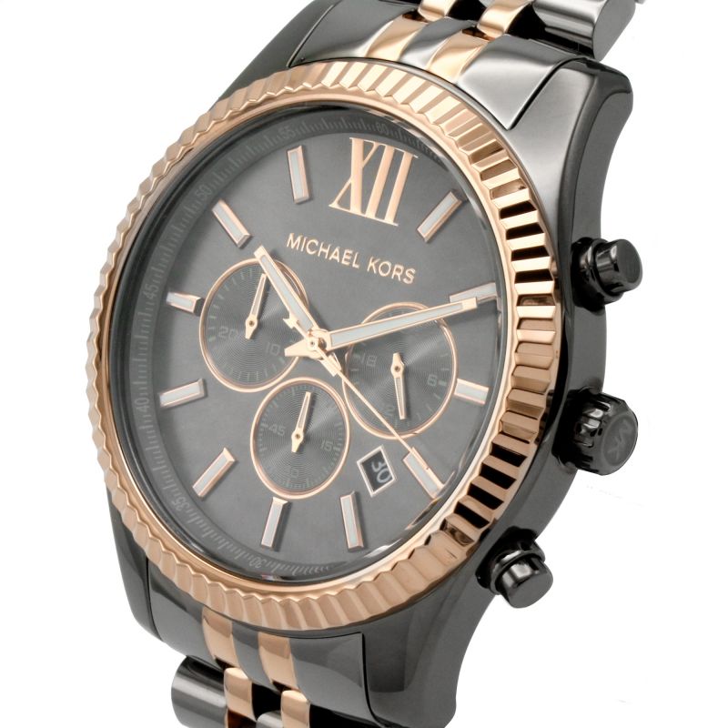 Michael Kors Lexington Chronograph Black Dial Two Tone Steel Strap Watch for Men - MK8561 Buy Now By Michael Kors