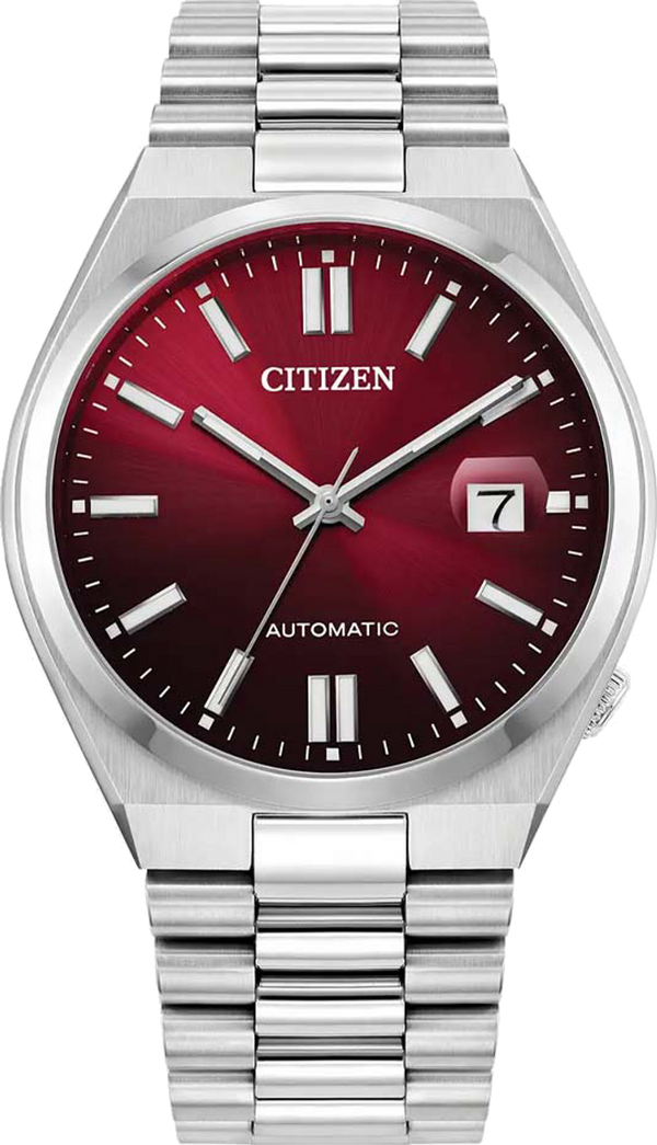 Citizen Tsuyosa Automatic Red Dial Silver Steel Strap Watch For Men - NJ0150-56W