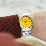 Citizen Tsuyosa Automatic Yellow Dial Silver Steel Strap Watch for Men - NJ0150-81Z Buy Now By Citizen