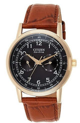 Citizen Eco Drive Multi Function Day & Date Black Dial Brown Leather Strap Watch For Men - AO9003-08E Buy Now By Citizen