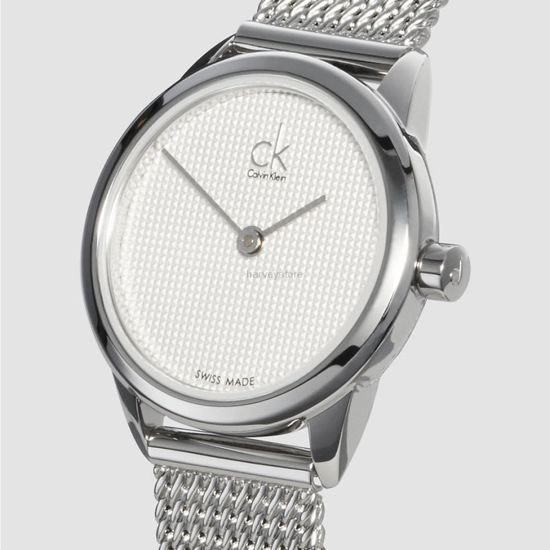 Calvin Klein Minimal White Dial Silver Mesh Bracelet Watch for Women - K3M2312Y Buy Now By Calvin Klein