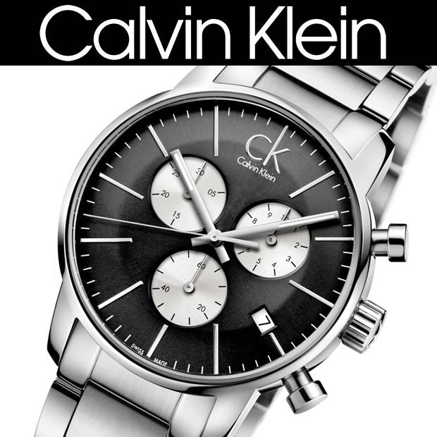 Shop Calvin Klein City Chronograph Black Dial Silver Steel Strap Watch for Men - K2G2714X in USA