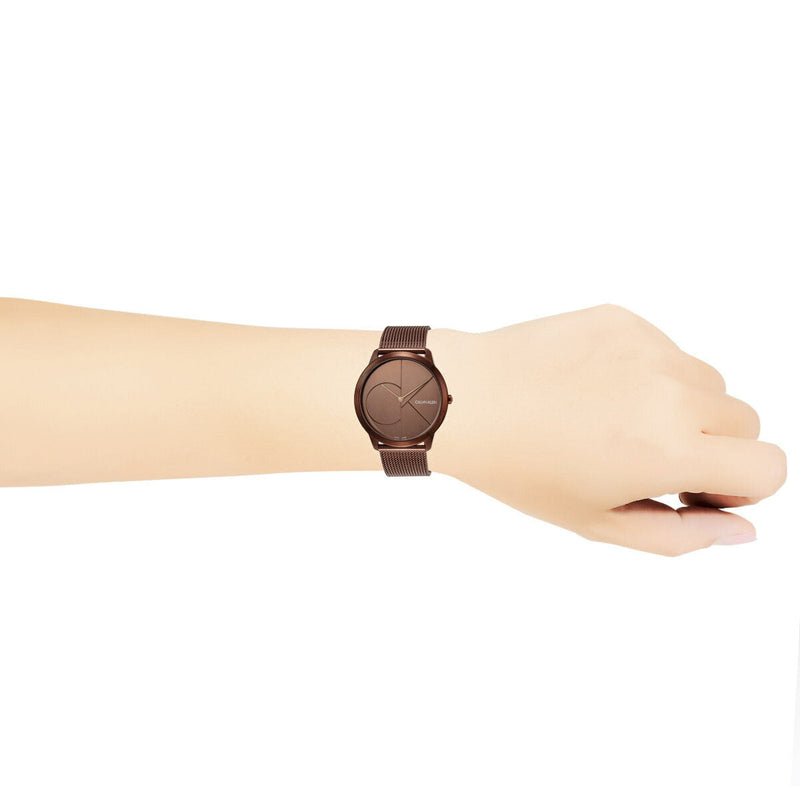 Calvin Klein Minimal Quartz Pink Gold Dial Pink Gold Mesh Bracelet Watch for Men - K3M11TFK Buy Now By Calvin Klein