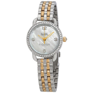 Coach Delancey Mother of Pearl White Dial Two Tone Steel Strap Watch for Women - 14502480