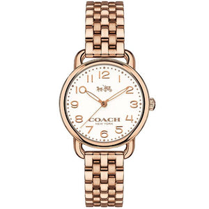 Coach Delancey White Dial Rose Gold Steel Strap Watch for Women - 14502242