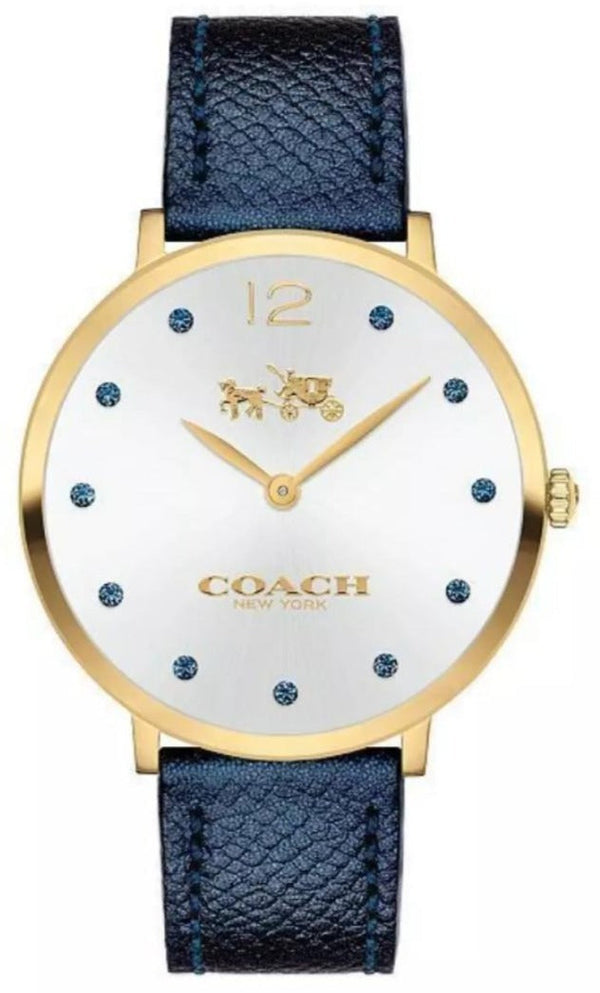 Coach Slim Easton Silver Dial Blue Leather Strap Watch for Women - 14502687 Buy Now By Coach