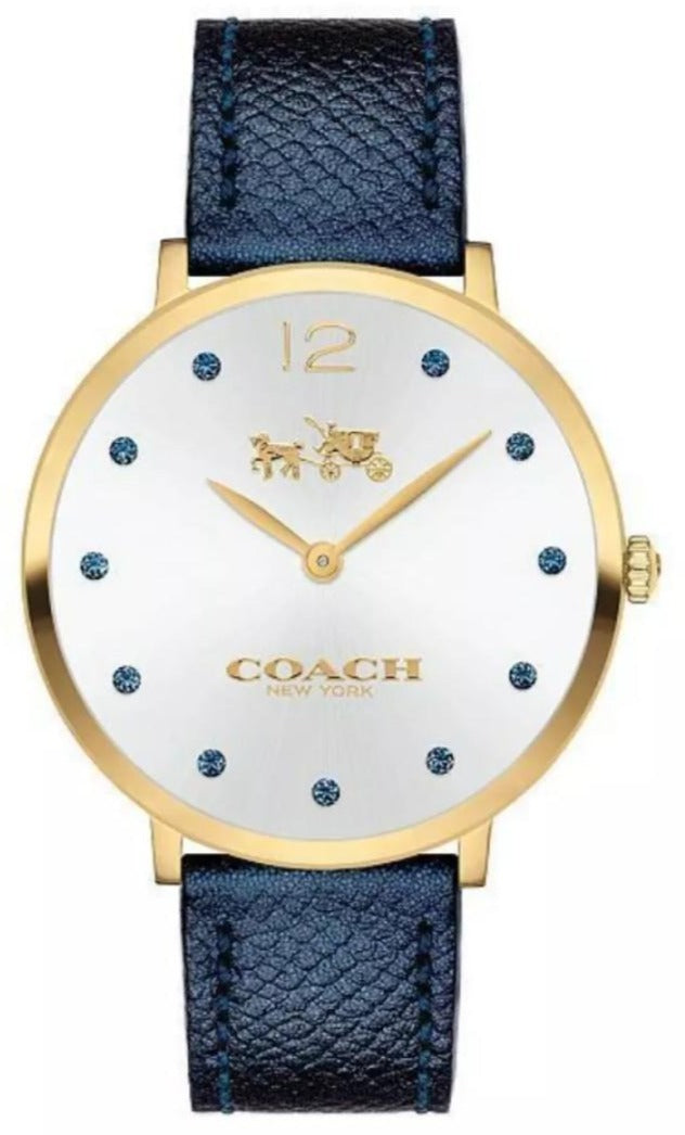 Coach Slim Easton Silver Dial Blue Leather Strap Watch for Women - 14502687 Buy Now By Coach