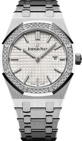 Audemars Piguet Royal Oak Quartz Diamonds White Dial Silver Steel Strap Watch for Women - 67651ST.ZZ.1261ST.01