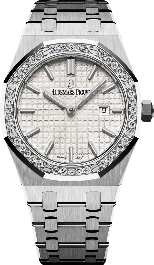 Audemars Piguet Royal Oak Quartz Diamonds White Dial Silver Steel Strap Watch for Women - 67651ST.ZZ.1261ST.01