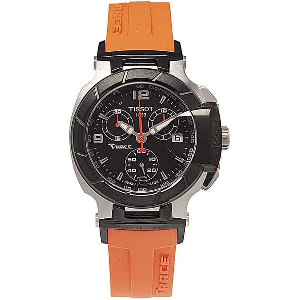 Shop Tissot T Race Chronograph Black Dial Orange Rubber Strap Watch for Women - T048.217.27.057.00 in USA