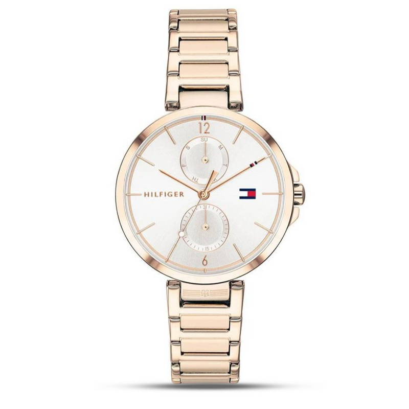 Shop Tommy Hilfiger Angela Quartz White Dial Rose Gold Steel Strap Watch for Women - 1782124 in USA