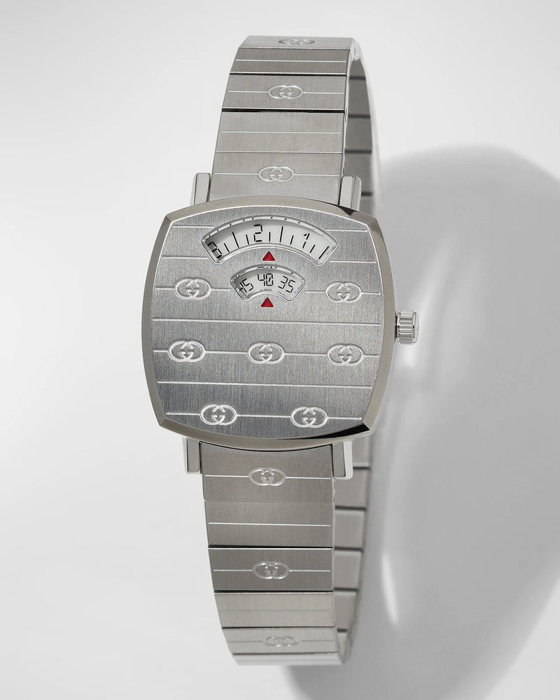 Shop Gucci Grip Quartz Silver Dial Silver Steel Strap Watch For Men - YA157501 in USA