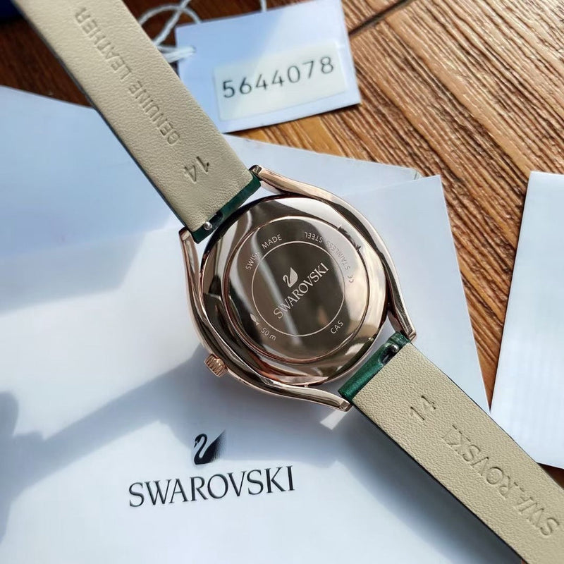 Swarovski Crystalline Aura Green Dial Green Leather Strap Watch for Women - 5644078 Buy Now By Swarovski