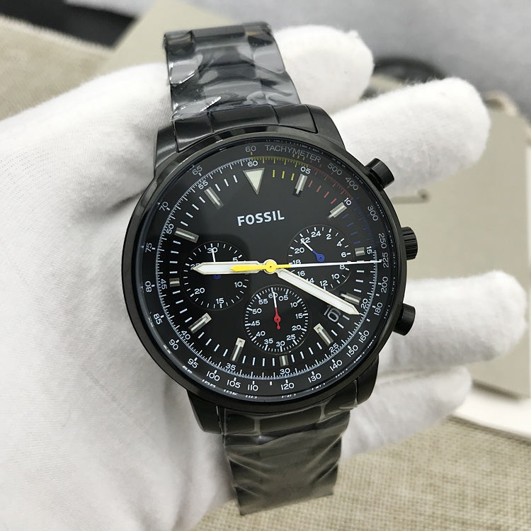 Fossil Goodwin Chronograph Black Dial Black Steel Strap Watch for Men - FS5413 Buy Now By Fossil