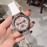 Guess Starlight Multifunction Diamonds White Dial White Rubber Strap Watch for Women - W0846L8 Buy Now By Guess