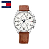 Tommy Hilfiger Dean Quartz Multifunction White Dial Brown Leather Strap Watch for Men - 1791274