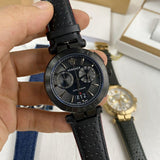 Versace V-Racer Aion Chronograph Black Dial Black Leather Strap Watch for Men - VBR030017 Buy Now By Versace