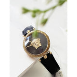 Versace Palazzo Empire Black Dial Black Leather Strap Watch for Women - VCO020017