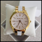 Michael Kors Slim Runway Quartz White Dial Two Tone Steel Strap Watch For Women - MK4295 Buy Now By Michael Kors