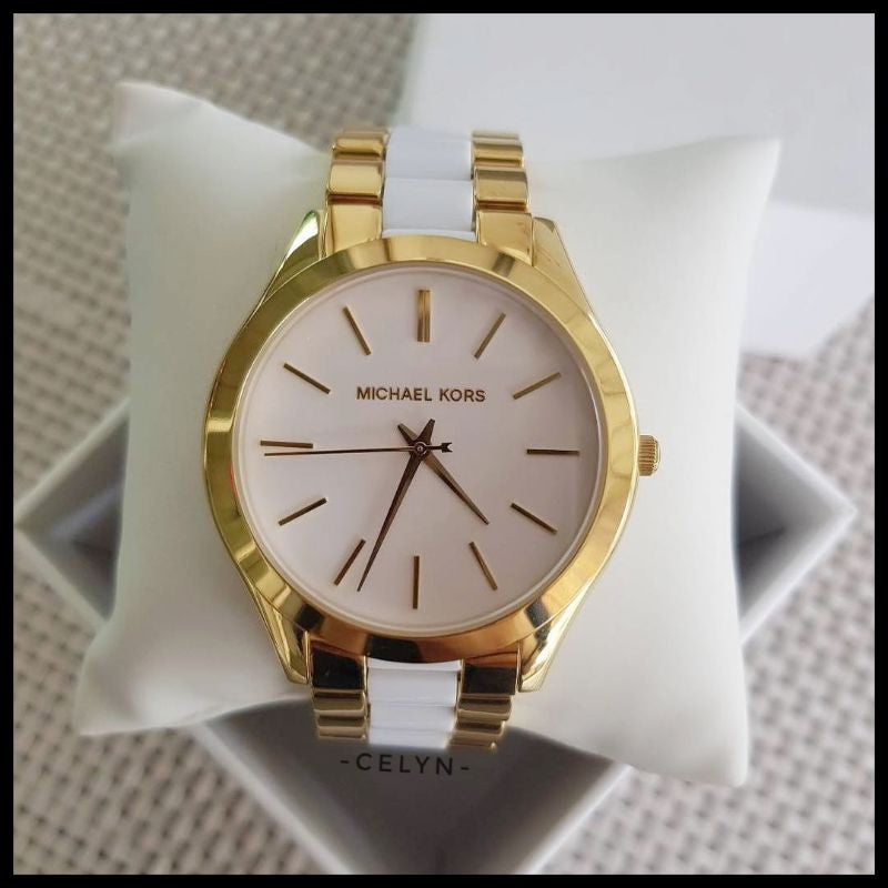 Michael Kors Slim Runway Quartz White Dial Two Tone Steel Strap Watch For Women - MK4295 Buy Now By Michael Kors