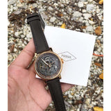 Fossil Boyfriend Automatic Skeleton Grey Dial Grey Leather Strap Watch for Women - ME3089 Buy Now By Fossil