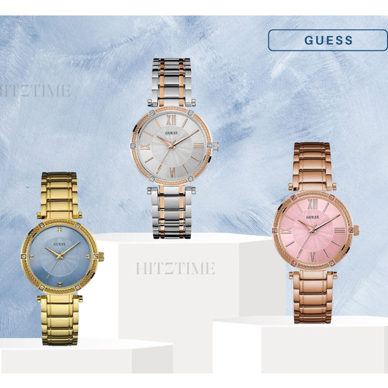 Guess Park Ave Quartz Rose Gold Dial Rose Gold Steel Strap Watch For Women - W0636L2 Buy Now By Guess