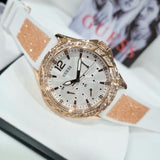 Guess Swirl Quartz Silver Dial White Rubber Strap Watch For Women - W1096l2 Buy Now By Guess