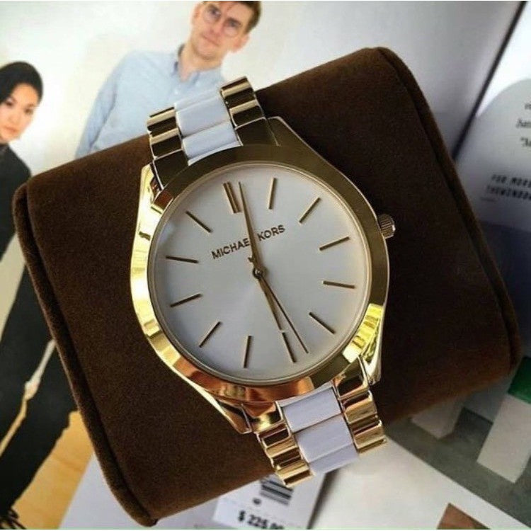 Michael Kors Slim Runway Quartz White Dial Two Tone Steel Strap Watch For Women - MK4295 Buy Now By Michael Kors