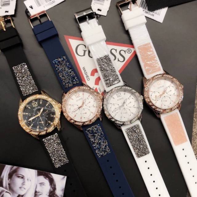 Guess Swirl Quartz Black Dial Black Silicone Strap Watch for Women - W1096L3 Buy Now By Guess